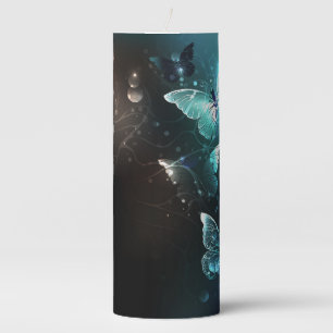 Mint Night Butterflies Pillar Candle