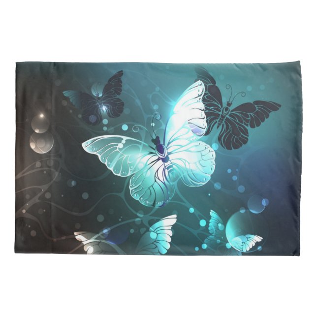 Mint Night Butterflies Pillow Case (Back)
