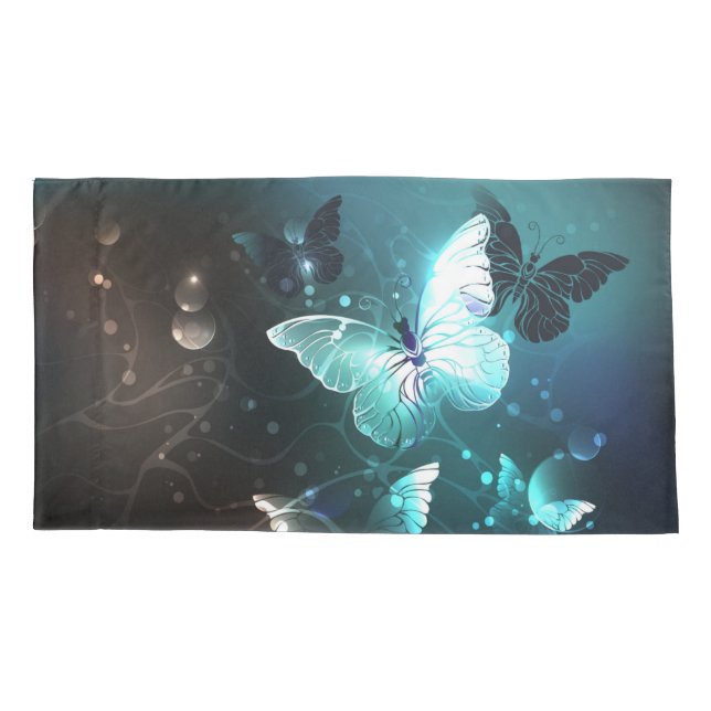 Mint Night Butterflies Pillow Case (Back-Left)