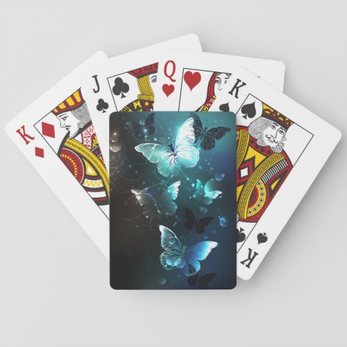 Mint Night Butterflies Poker Cards