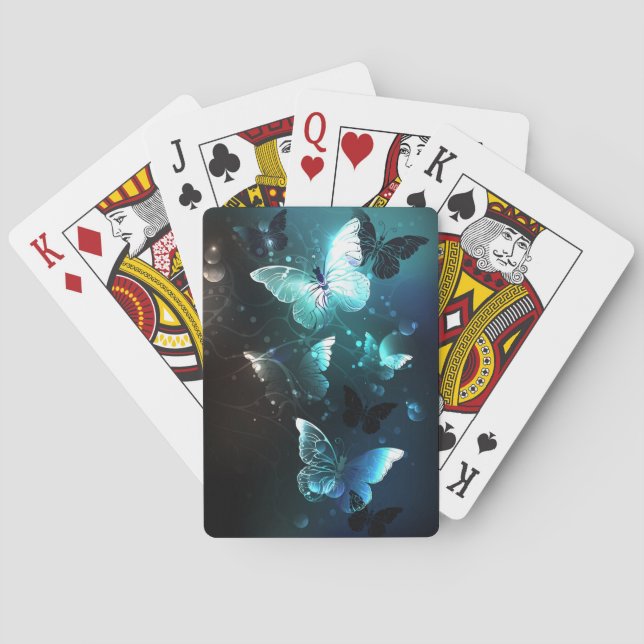 Mint Night Butterflies Poker Cards (Back)