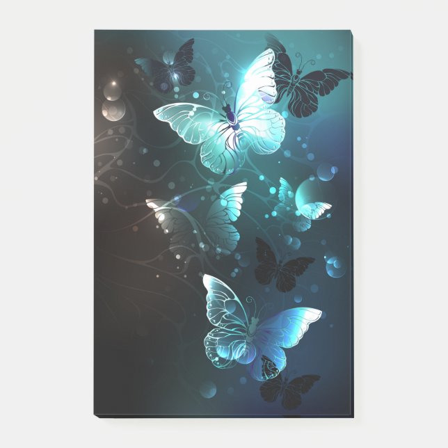 Mint Night Butterflies Post-it Notes (Front)