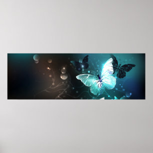 Mint Night Butterflies Poster