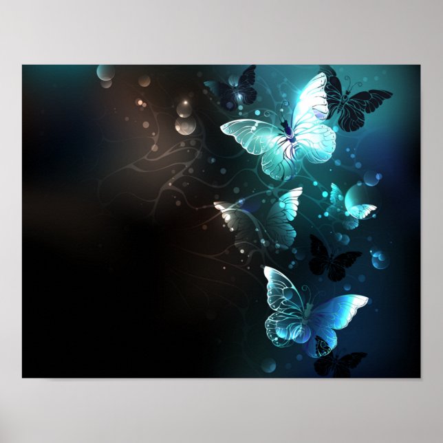 Mint Night Butterflies Poster (Front)
