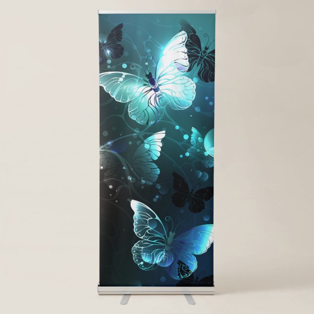 Mint Night Butterflies Retractable Banner (Front)
