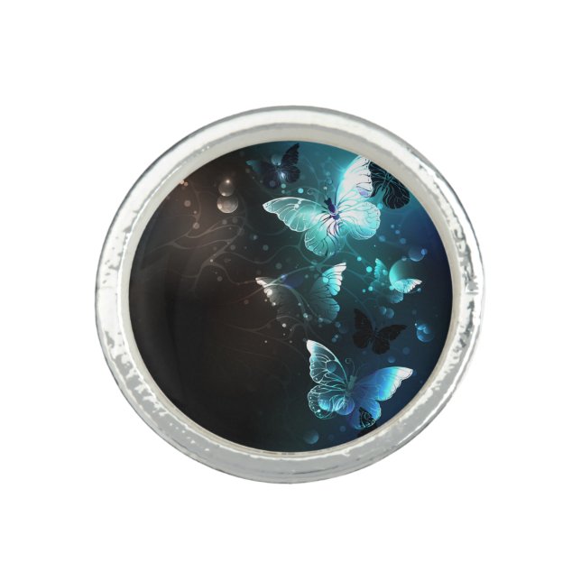Mint Night Butterflies Ring (Front)