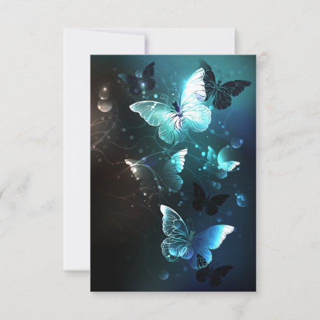 Mint Night Butterflies RSVP Card (Front)