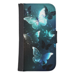 Mint Night Butterflies Galaxy S4 Wallet Case