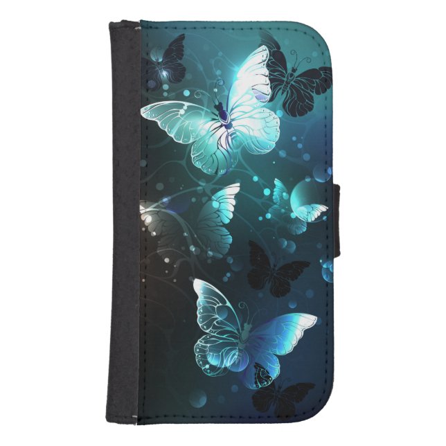 Mint Night Butterflies Samsung Galaxy Wallet Case (Front)
