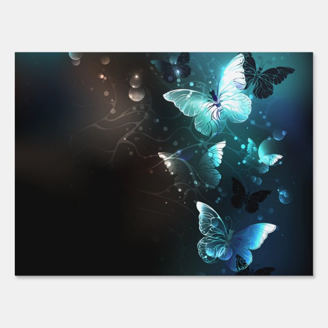 Mint Night Butterflies Sign (Front)