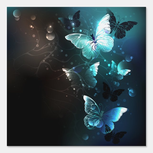 Mint Night Butterflies Sign (Front)