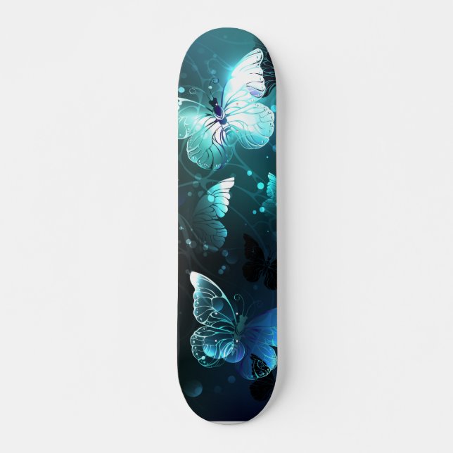 Mint Night Butterflies Skateboard (Front)