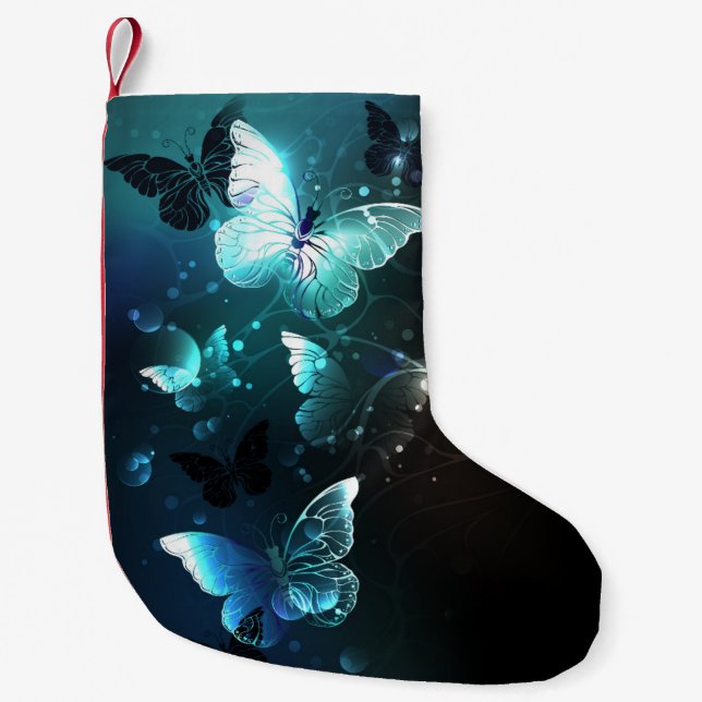 Mint Night Butterflies Small Christmas Stocking (Front)