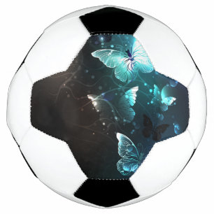 Mint Night Butterflies Soccer Ball