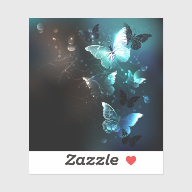 Mint Night Butterflies Sticker (Sheet)