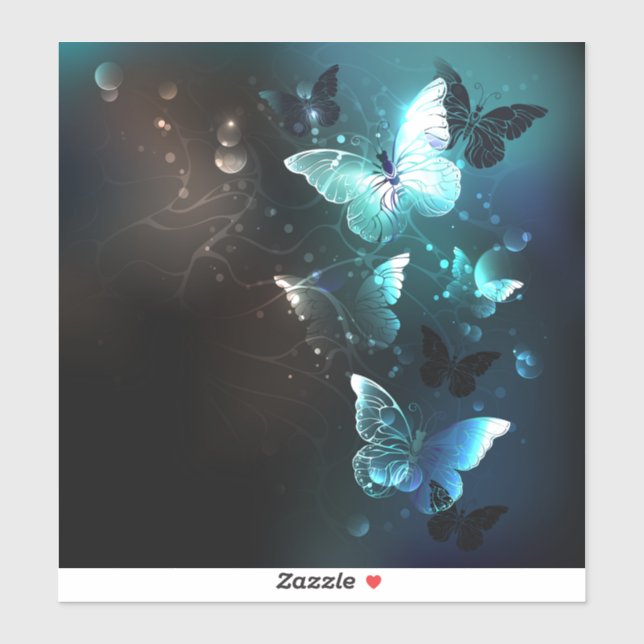 Mint Night Butterflies Sticker (Sheet)