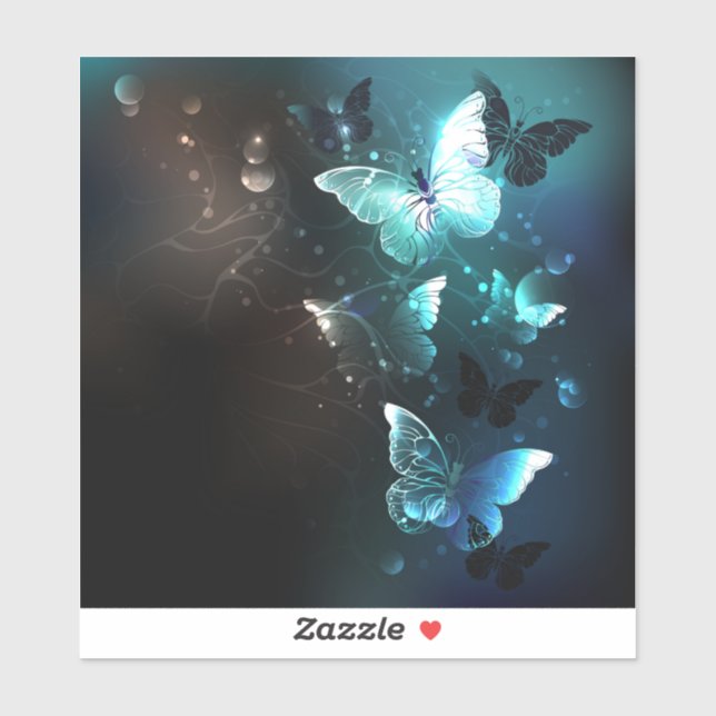 Mint Night Butterflies Sticker (Sheet)