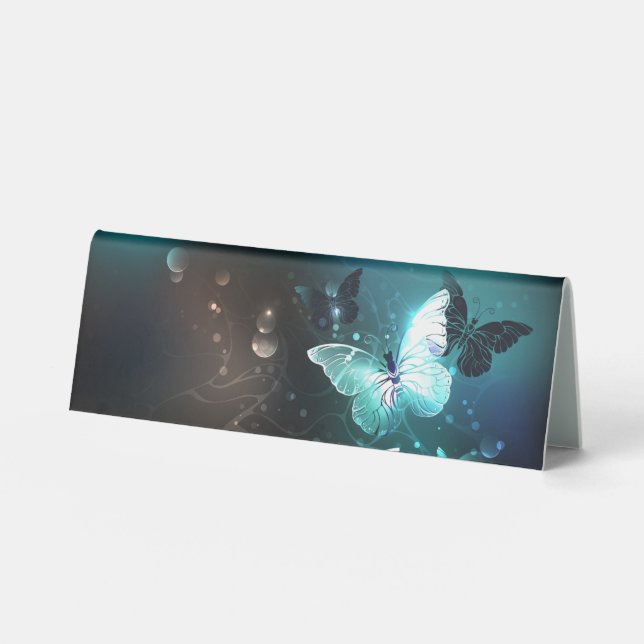 Mint Night Butterflies Table Tent (Front)