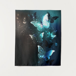 Mint Night Butterflies Tapestry