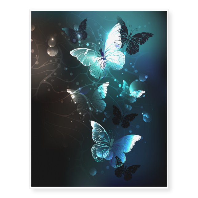 Mint Night Butterflies Temporary Tattoos (Front)