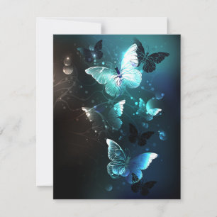 Mint Night Butterflies Thank You Card