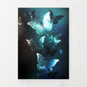 Mint Night Butterflies Tri-Fold Program