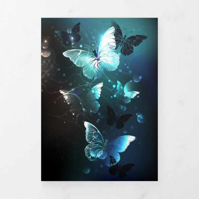 Mint Night Butterflies Tri-Fold Program (Cover)