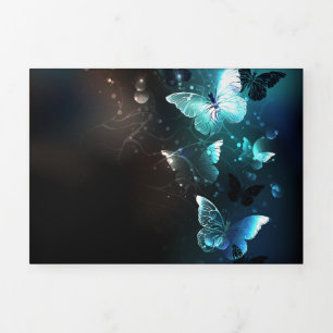 Mint Night Butterflies Tri-Fold Program