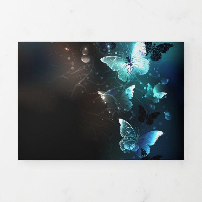 Mint Night Butterflies Tri-Fold Program (Cover)