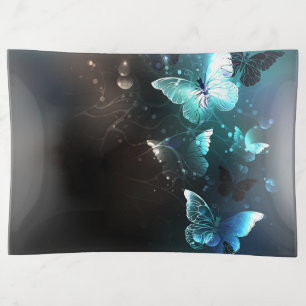 Mint Night Butterflies Trinket Tray