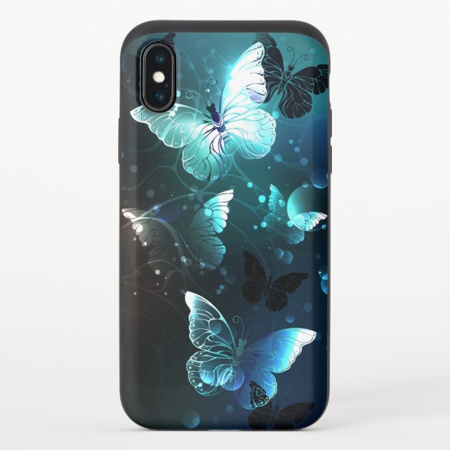Mint Night Butterflies Uncommon iPhone Case (Back)