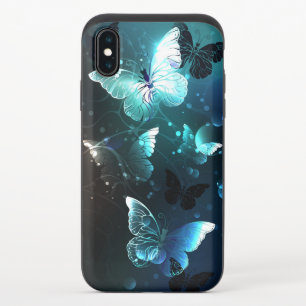 Mint Night Butterflies iPhone XS Slider Case
