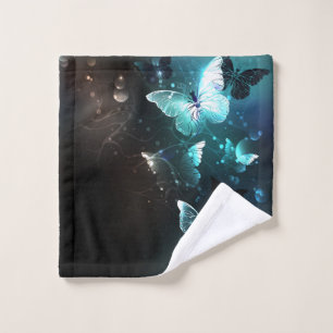 Mint Night Butterflies Wash Cloth