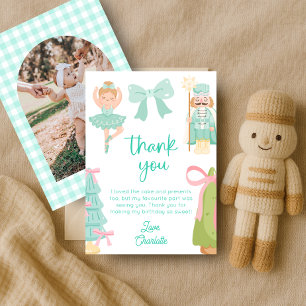 Mint Nutcracker Birthday Photo Thank You Card