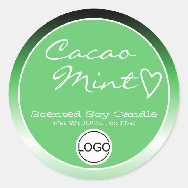 Mint Ombre Circle Logo Template Soy Candle Label (Front)