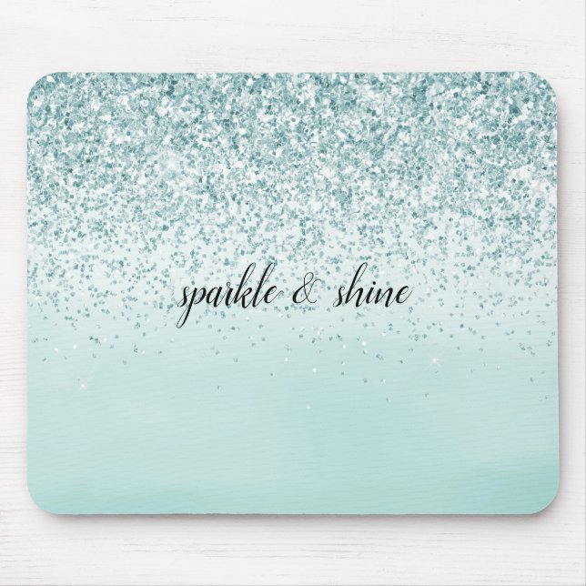 Mint Ombre Glitter personalized Mouse Pad (Front)