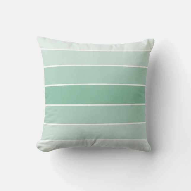 Mint Ombre Stripes Throw Pillow (Front)