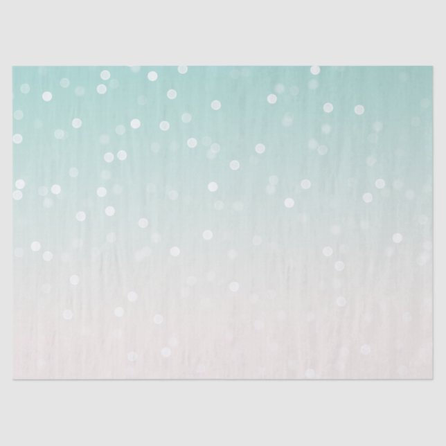 Mint Ombre White Bokeh Confetti Birthday Tissue Paper (Front)