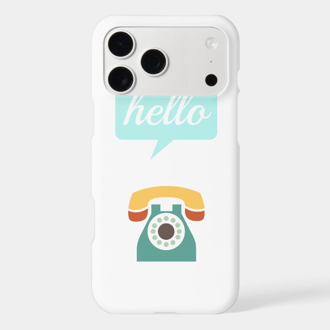 Mint Orange Aqua Tan Retro Telephone Hello Case-Mate iPhone Case (Back)