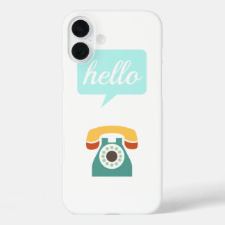 Mint Orange Aqua Tan Retro Telephone Hello iPhone 16 Plus Case