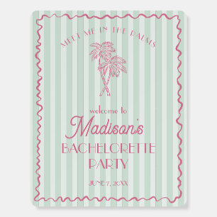 Mint Palm Spring Pastel Beach Bachelorette Welcome Foam Board