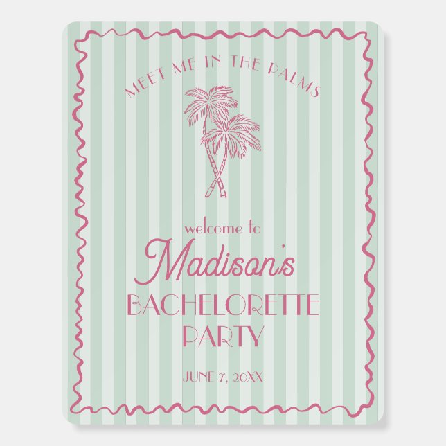 Mint Palm Spring Pastel Beach Bachelorette Welcome Foam Board (Front)