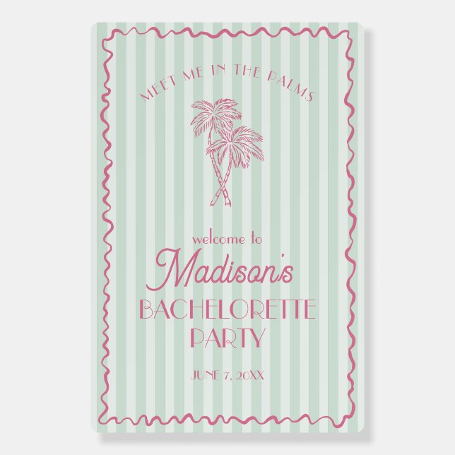 Mint Palm Spring Pastel Beach Bachelorette Welcome Foam Board (Front)