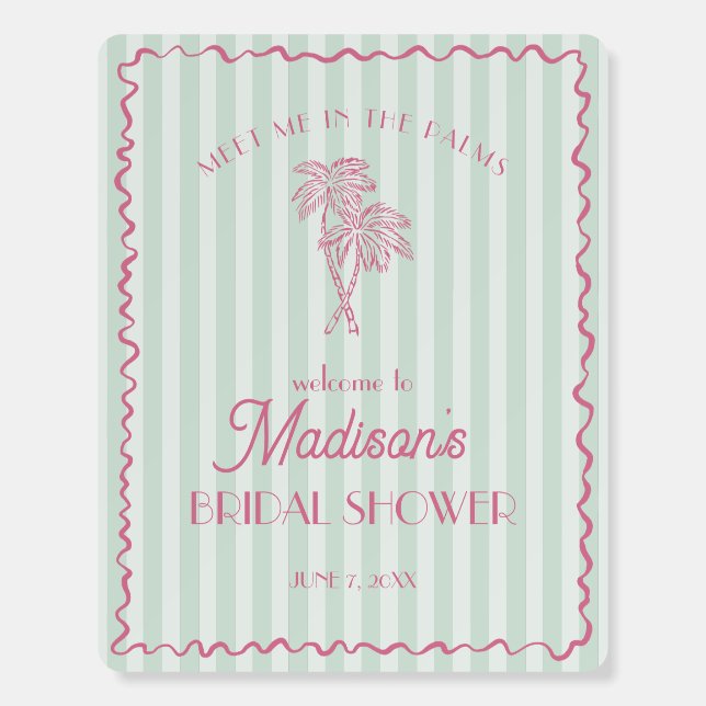 Mint Palm Spring Pastel Beach Bridal Showe Welcome Foam Board (Front)