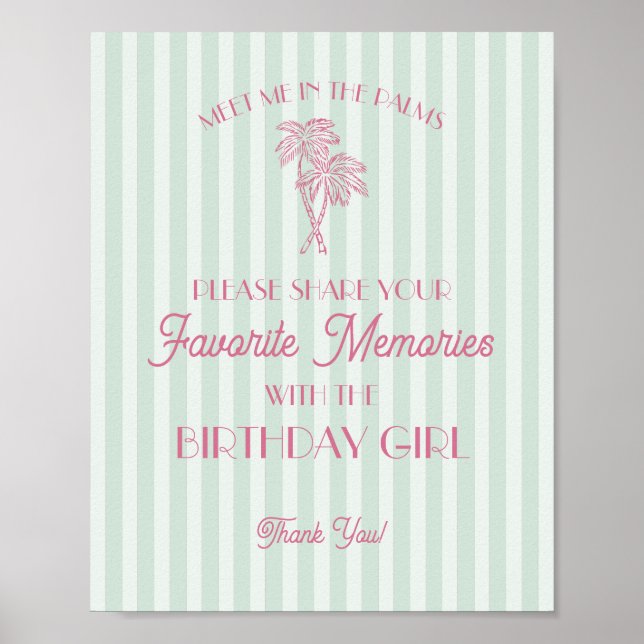 Mint Palm Springs Favorite Memories with Birthday Poster (Front)