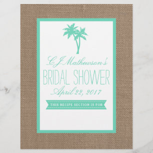 Mint Palm Tree Beach Bridal Shower Recipe Divider
