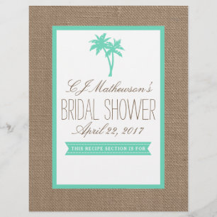 Mint Palm Tree Beach Bridal Shower Recipe Divider