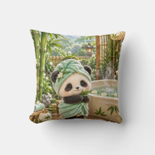 Mint Panda Bamboo Spa Garden Retreat Throw Pillow