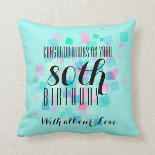 Mint Pastel Colors 80th Birthday Custom Pillow 3