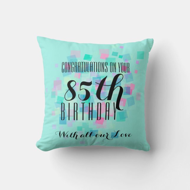 Mint Pastel Colors 85th Birthday Custom Pillow 3 (Front)